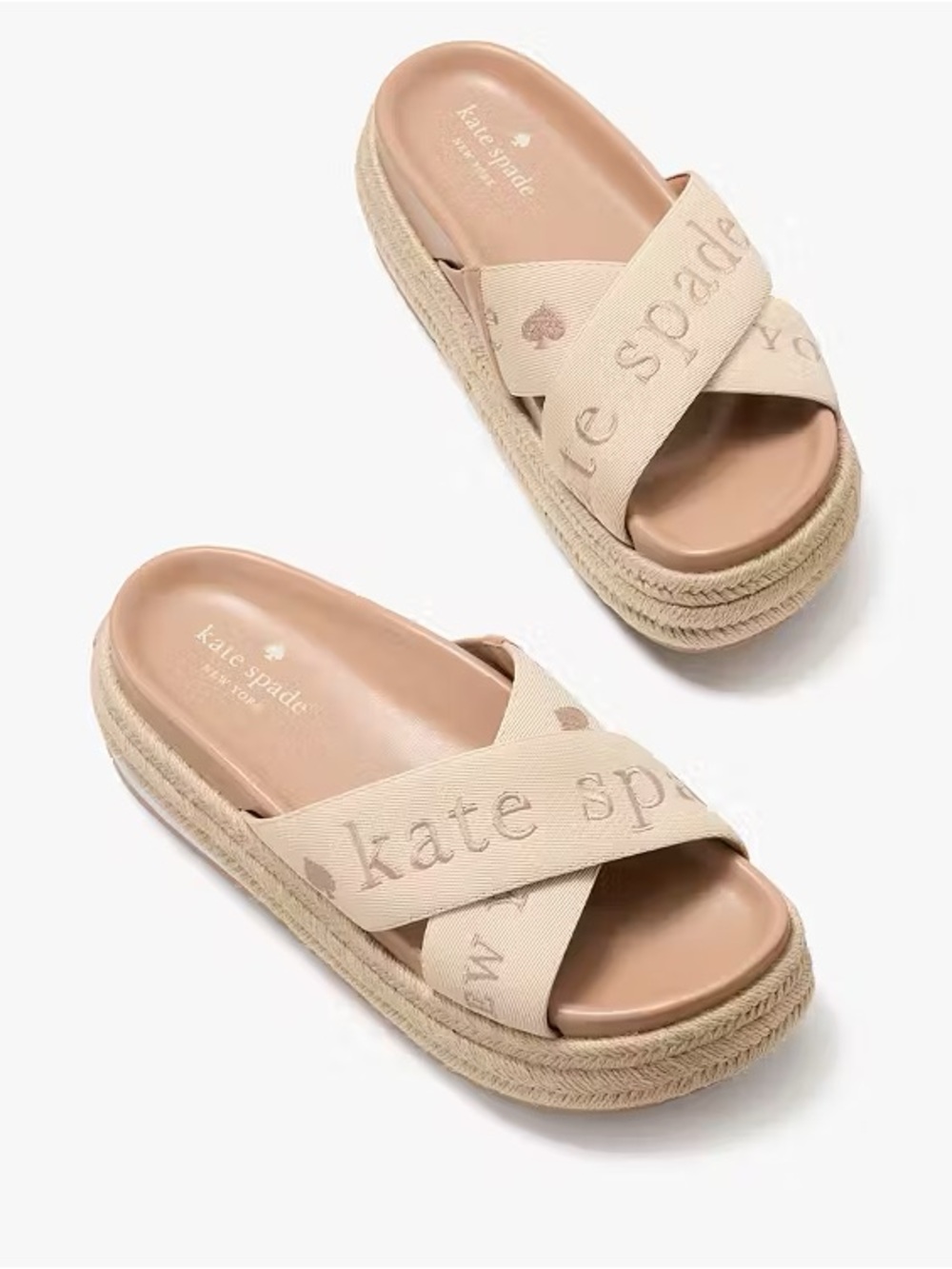 ♠️Kate Spade Piper Flatform Espadrilles Sandals, Light Fawn NEW NIB